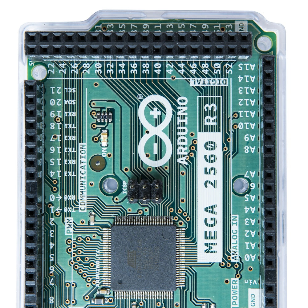Arduino MEGA 2560 Rev3 microcontroller board with multiple pin headers for sensores and módulos in electrónica proyectos. - Arduino MEGA 2560 Rev3 - Microbot México - Default Title