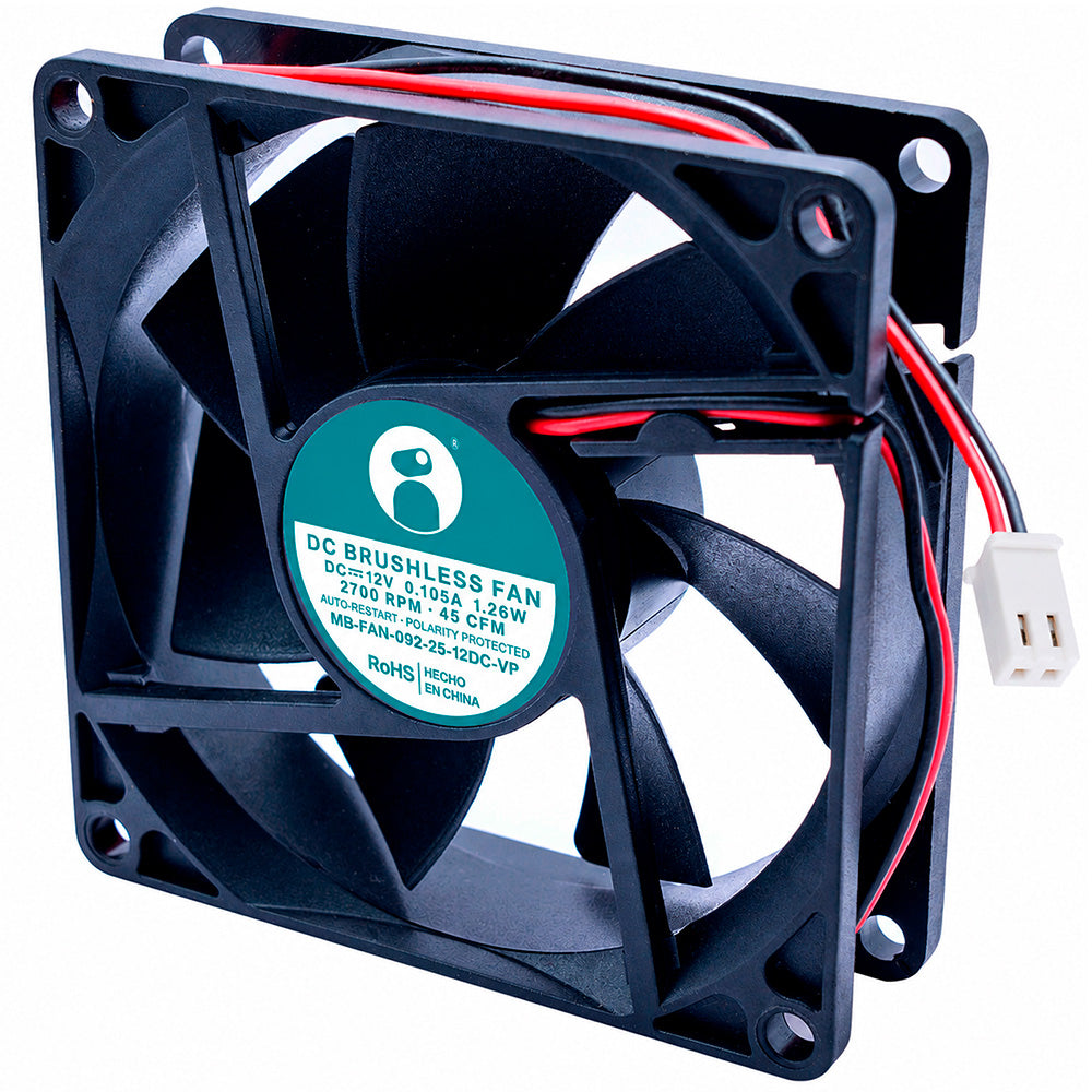 Ventilador Axial Industrial 92x92x25 12V CD 45 CFM 2700 RPM