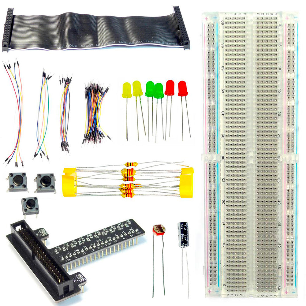 Kit Placa Expansión GPIO Raspberry Pi Protoboard Cables Jumpers LEDs