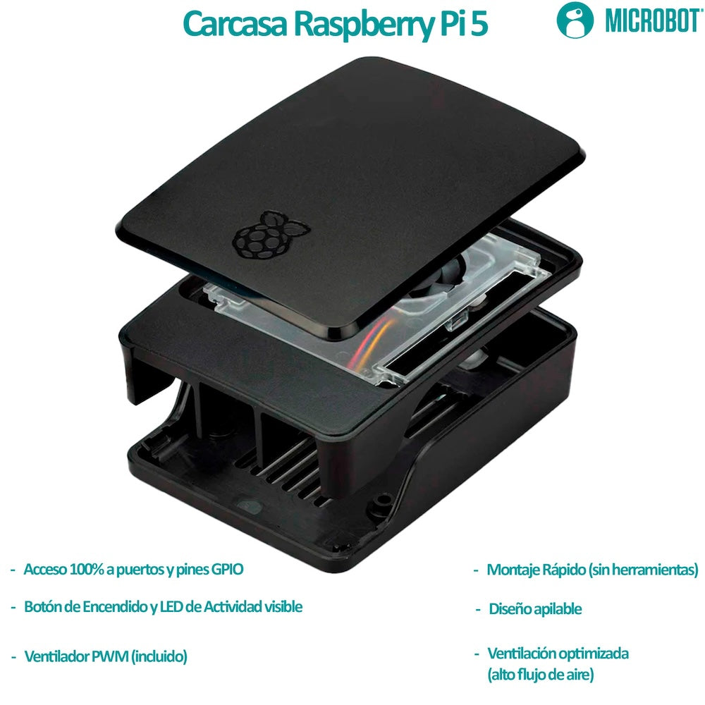 Carcasa Oficial Raspberry Pi 5 (Case) con Ventilador PWM
