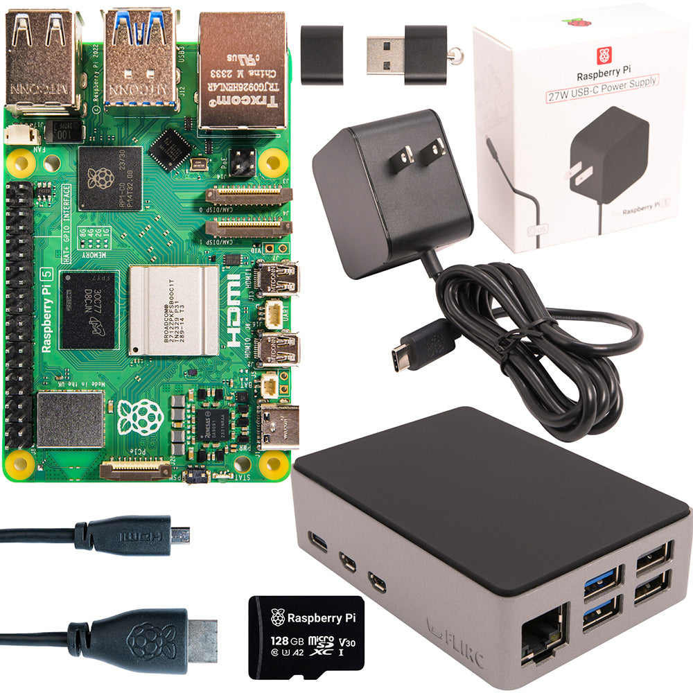 Kit Raspberry Pi 5 Flirc Aluminio - Serie Standard (27W, SD 128GB)