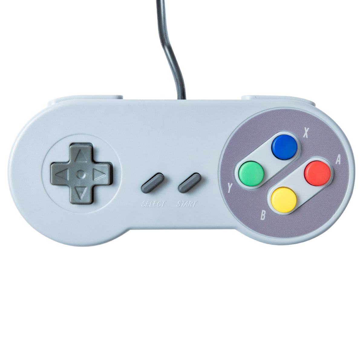 Mando de juego de color gris de estilo retro frontal