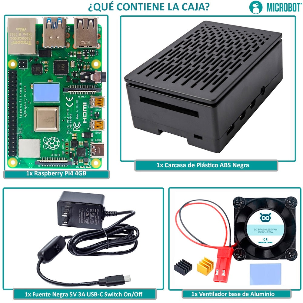 Kit Raspberry Pi 4 - Serie Esencial (Fuente, Case, Ventilador)