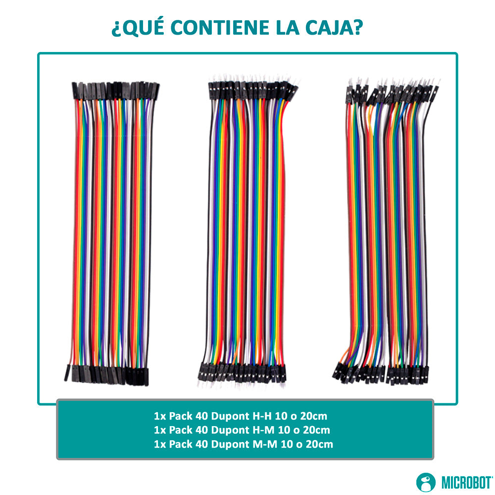 Cable Dupont Jumper 120 Piezas 10cm 28AWG Arduino GPIO