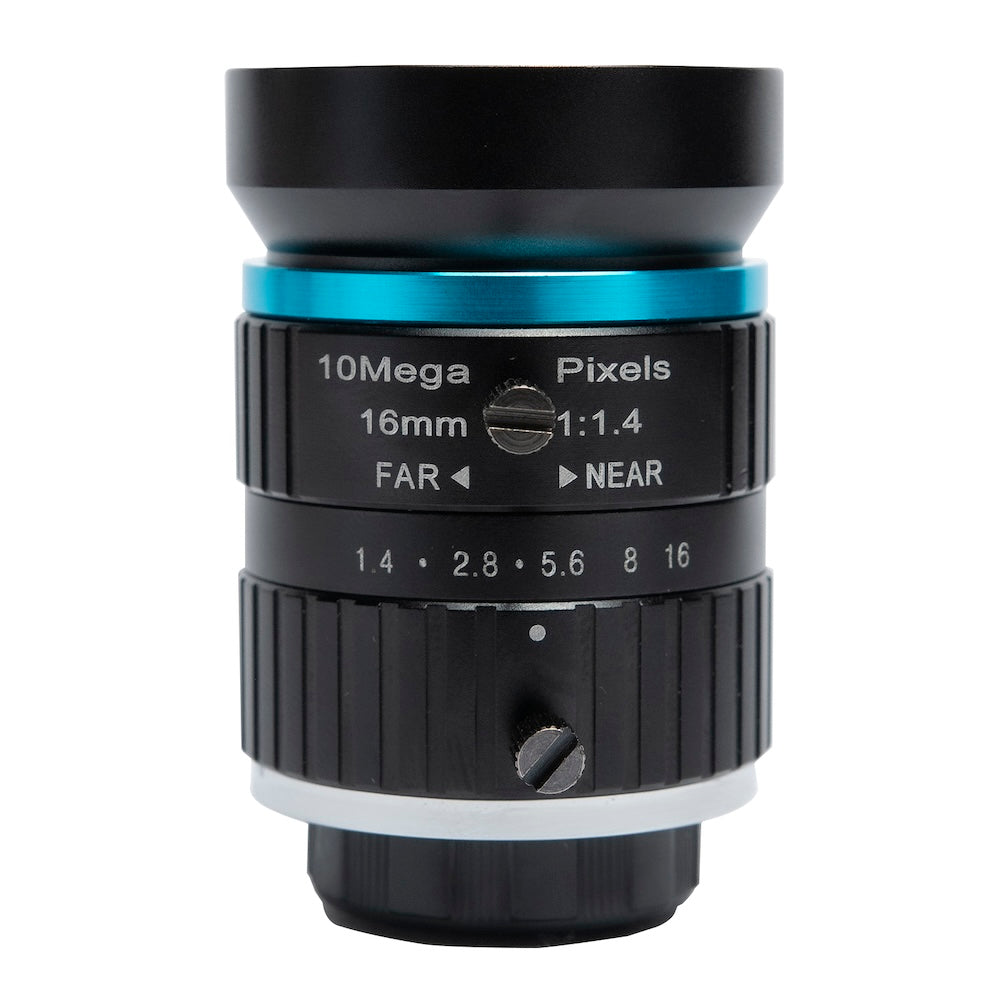 Black and blue 16mm telephoto camera lens with 10MP resolution for Raspberry Pi and Arduino microcontroladores. - Lente Telephoto 16MM 10MP - Microbot México - Default Title