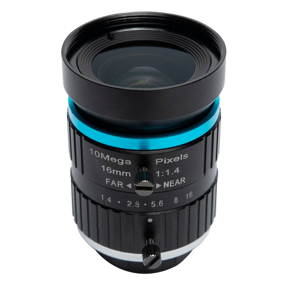 Black and blue Lente Telephoto 16MM 10MP camera lens for electrónica, sensores, módulos, Arduino, and Raspberry Pi projects. - Lente Telephoto 16MM 10MP - Microbot México - Default Title
