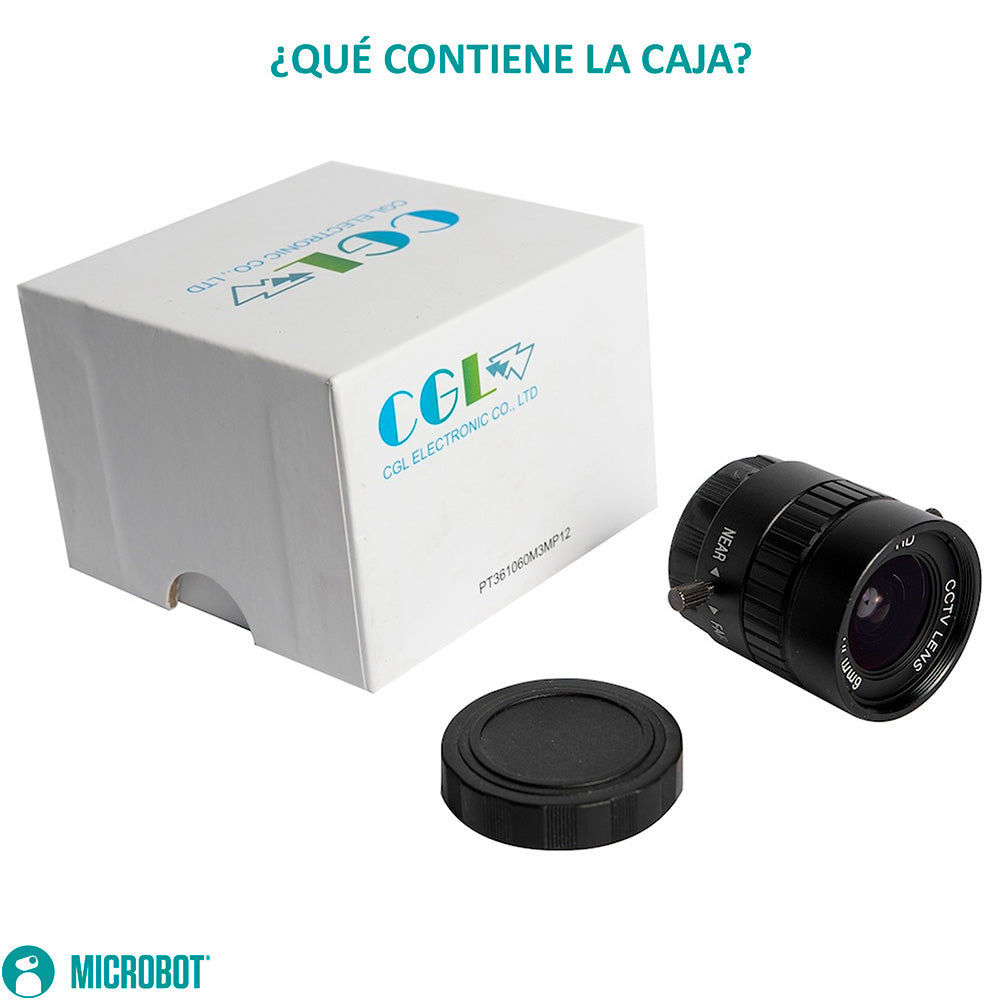 Lente Gran Angular 6mm CS-Mount para Raspberry Pi HQ Camera 3MP