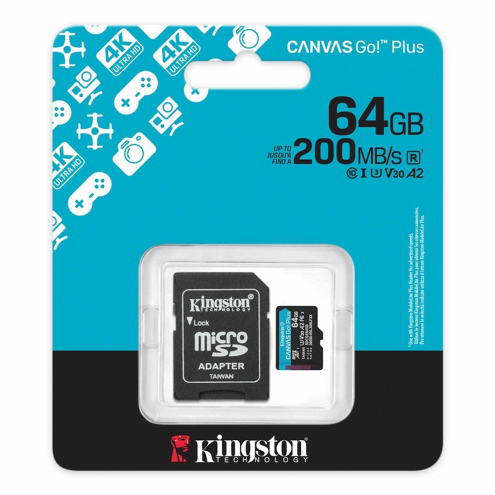 Memoria MicroSD Kingston Canvas Go Plus - Clase 10 A2 Original (Para Raspberry Pi / Android)