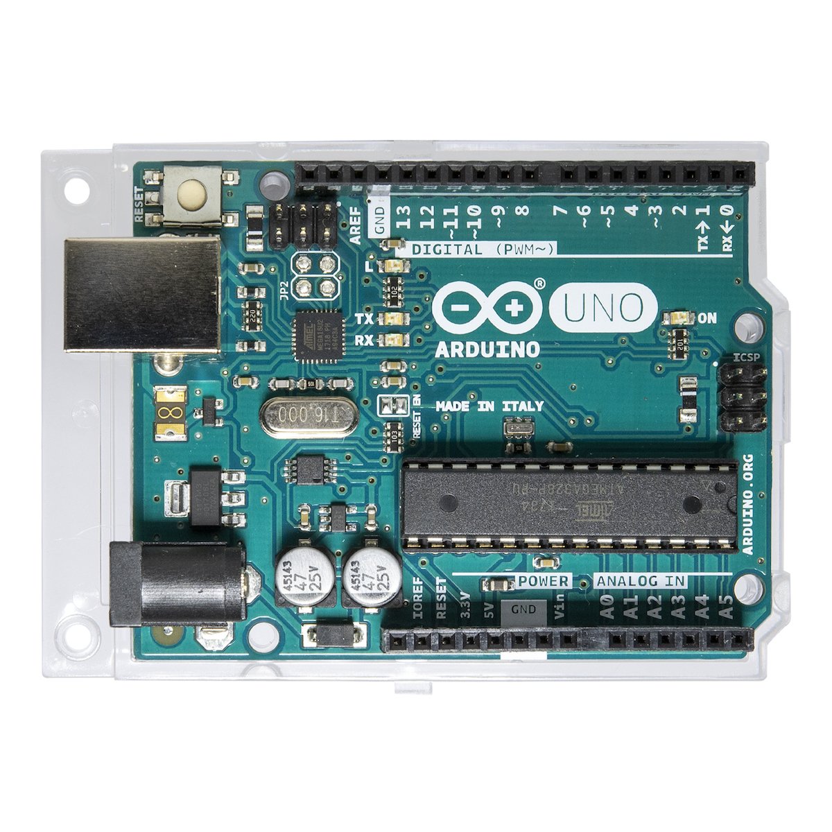 Arduino UNO Rev3 microcontroller board with USB, power jack, and multiple I/O pins for electrónica, componentes, módulos,. - Arduino UNO Rev3 - Microbot México - Default Title