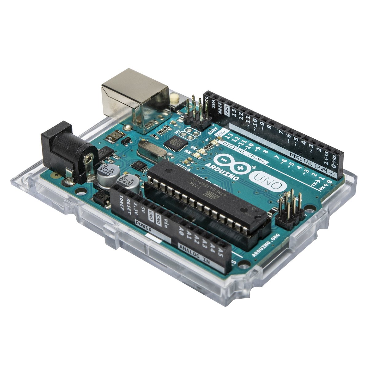 Arduino UNO Rev3 microcontrolador board with blue PCB, USB port, and multiple pin headers for electrónica proyectos and. - Arduino UNO Rev3 - Microbot México - Default Title