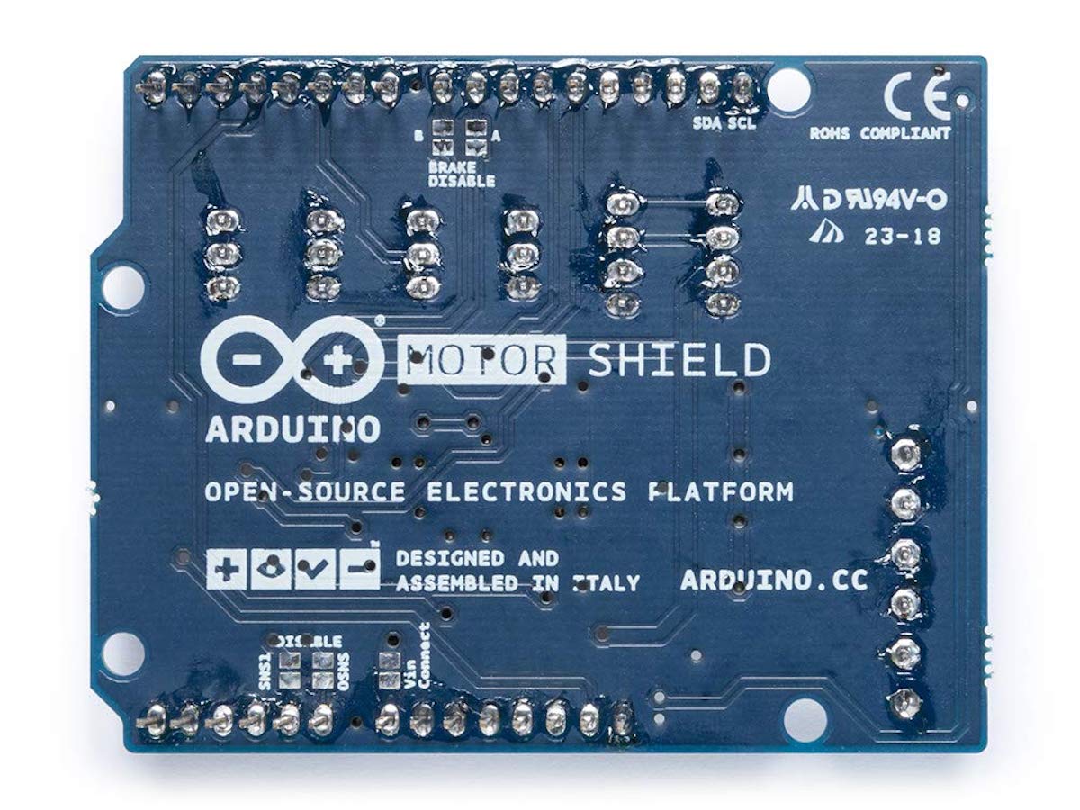 Blue Arduino Motor Shield Rev3 with white silkscreen, designed for electrónica and componentes with arduino and raspberry pi . - Arduino Motor Shield Rev3 - Microbot México - Default Title