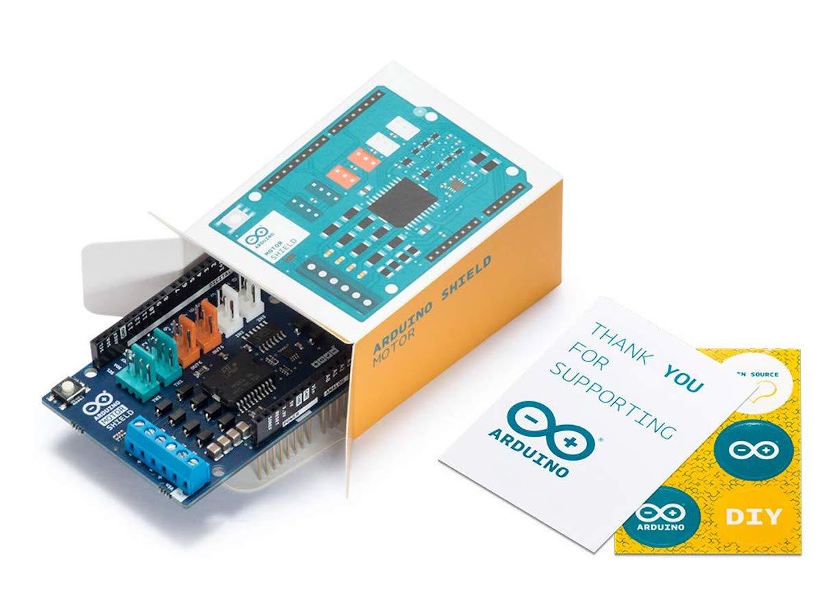 Arduino Motor Shield Rev3 with blue PCB and orange headers, electronics module for Arduino and microcontrollers, compatible. - Arduino Motor Shield Rev3 - Microbot México - Default Title