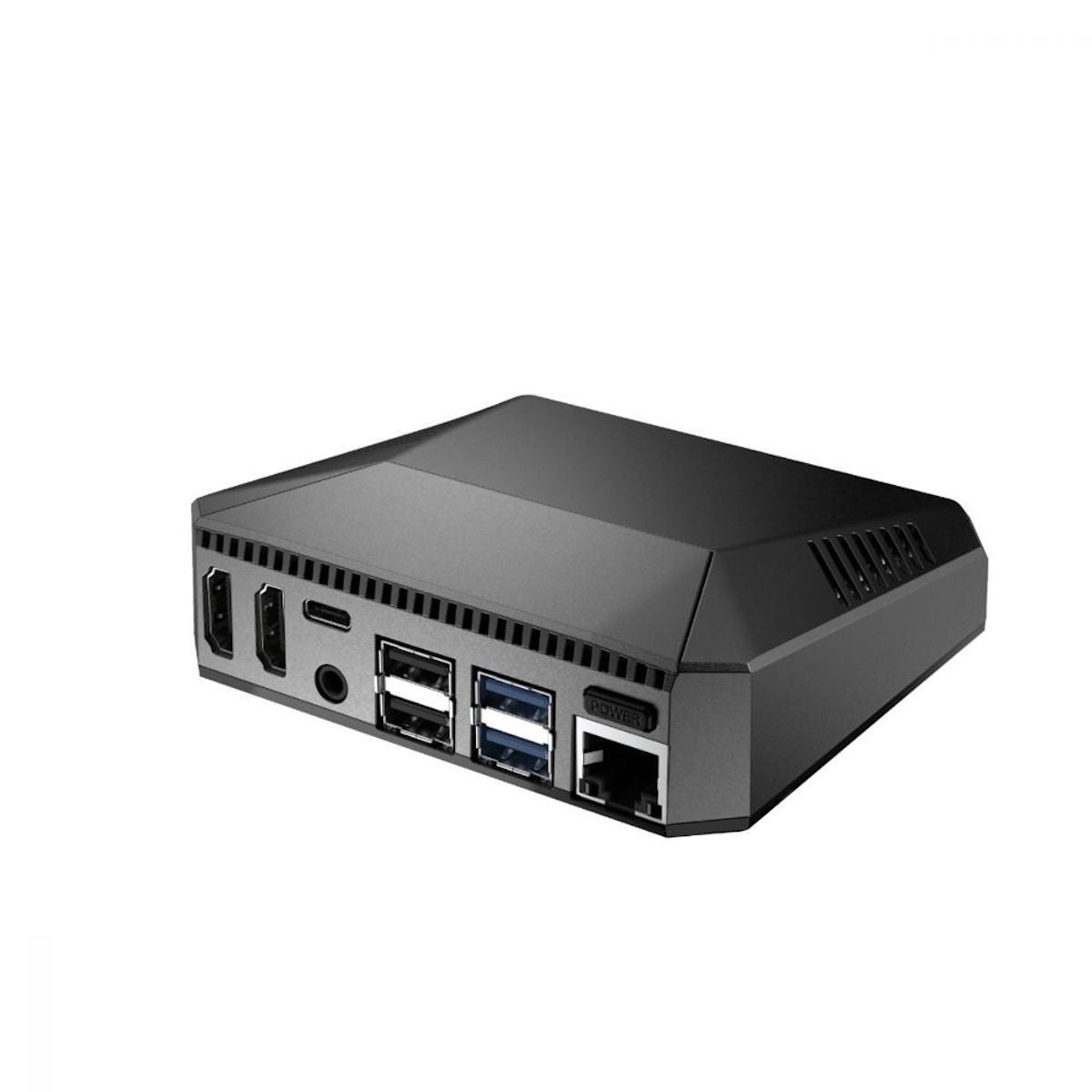 Black aluminum Argon One V2 case for Raspberry Pi with ventilation and multiple ports for electrónica componentes and. - Carcasa Aluminio Argon One V2 - Microbot México - Default Title