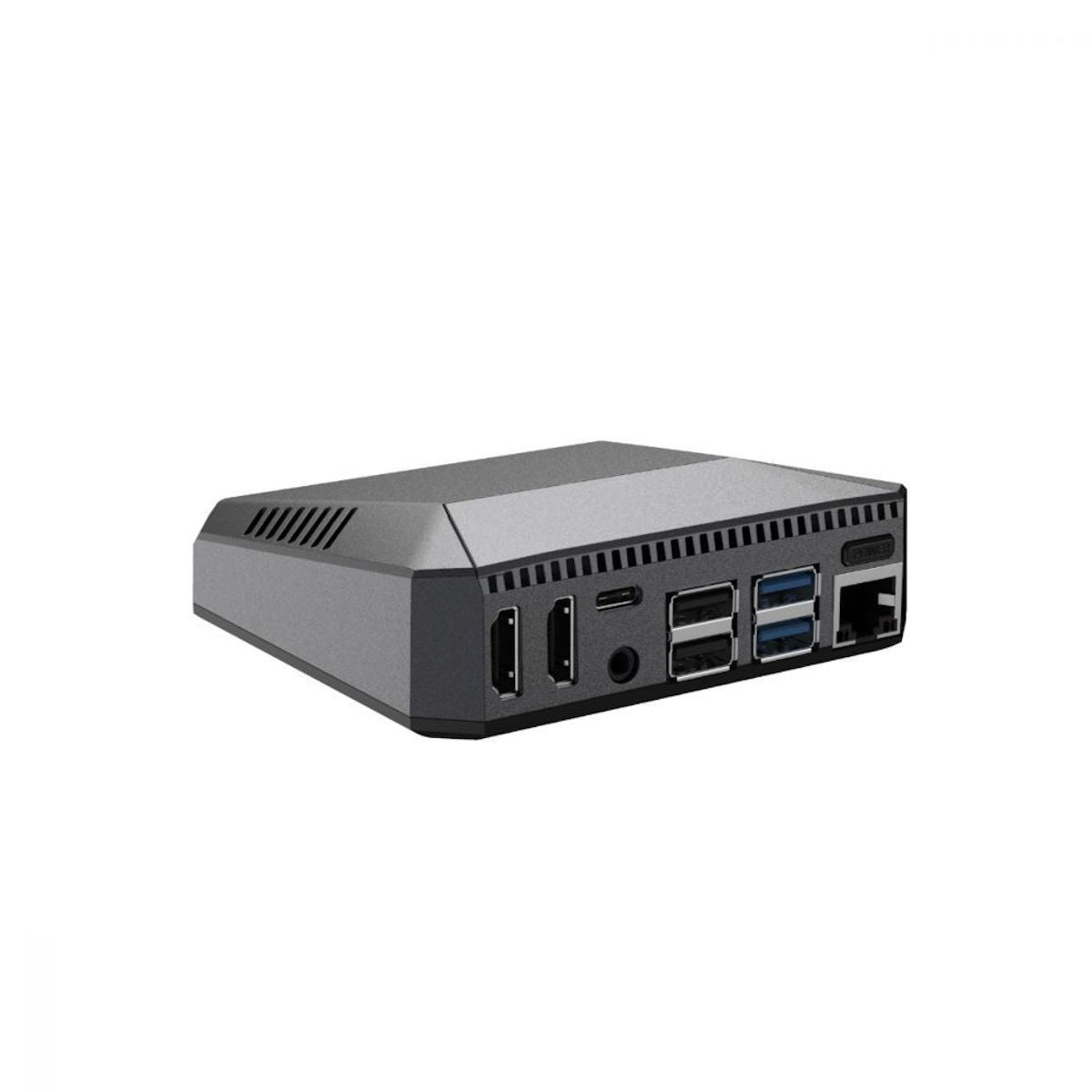 Matte black aluminum Argon One V2 case with ventilation for Raspberry Pi microcontrollers and módulos components. - Carcasa Aluminio Argon One V2 - Microbot México - Default Title