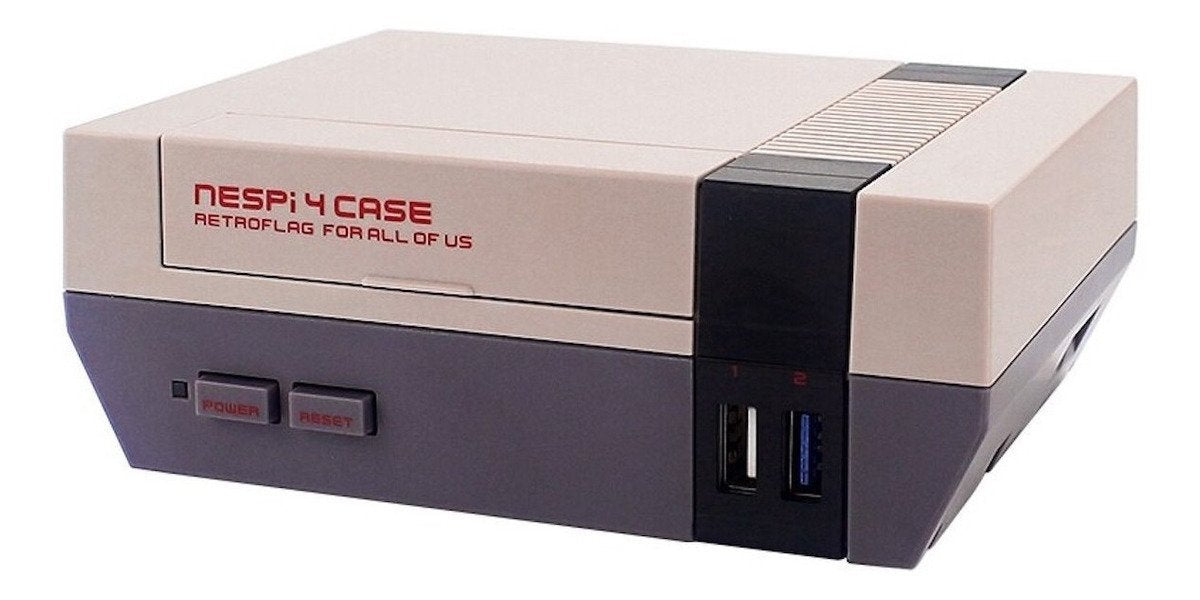 Retro-style beige and dark gray Raspberry Pi 4B case with front USB ports, designed for electrónica and microcontroladores. - Carcasa Nespi 4 Raspberry Pi 4B - Microbot México - Default Title