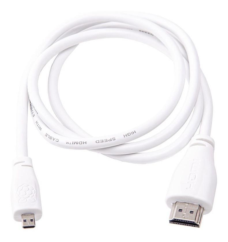 White 1-meter micro HDMI to HDMI cable for Raspberry Pi 4, compatible with electrónica, componentes, Arduino, sensores,. - Cable Micro Hdmi a Hdmi Raspberry Pi 4 Oficial - Microbot México - 1M / Blanco