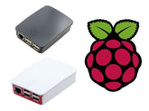 White and black Raspberry Pi 3 cases for electrónica and microcontroladores, with ports for componentes, sensores, and. - Carcasa Oficial Raspberry Pi 3 - Microbot México - Blanco/Rojo