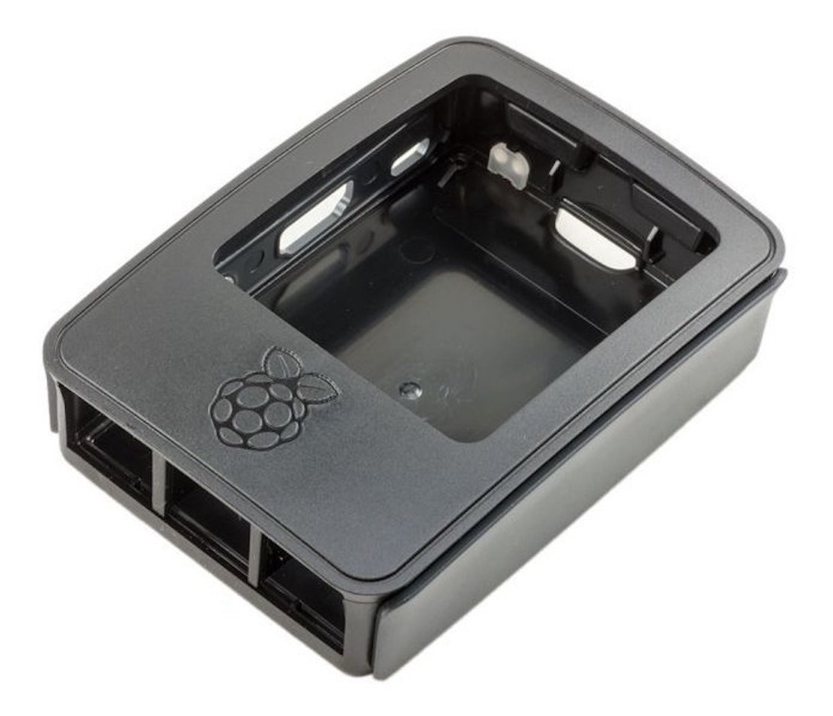 Black official Raspberry Pi 3 case with ventilation slots for electrónica componentes and microcontroladores. - Carcasa Oficial Raspberry Pi 3 - Microbot México - Blanco/Rojo