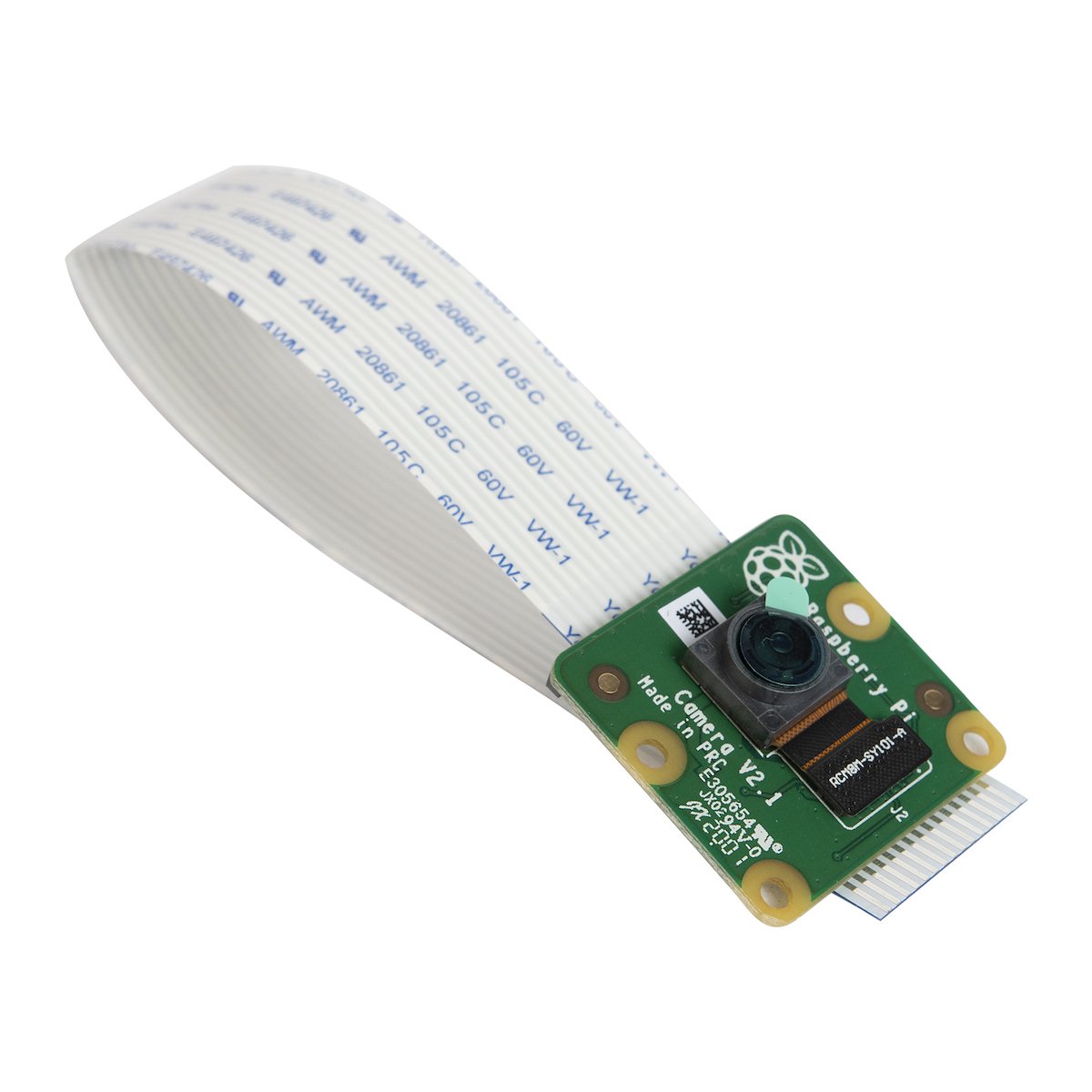Raspberry Pi V2 8MP camera module with flexible white ribbon cable for electrónica and microcontroladores projects. - Cámara Raspberry Pi V2 8MP - Microbot México - Default Title