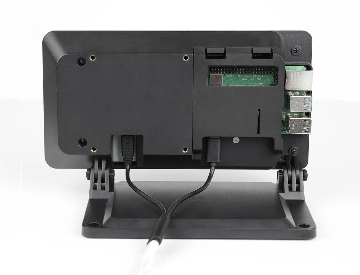 Black SmartiPi Touch 2 case for Raspberry Pi with ports exposed, designed for microcontroladores and módulos integration. - Carcasa SmartiPi Touch 2 - Microbot México - Default Title