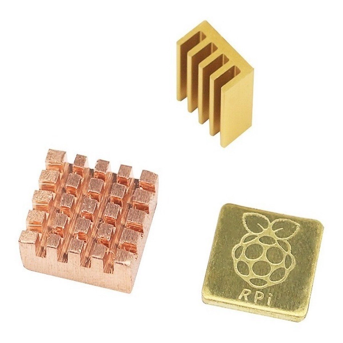 Set of three Raspberry Pi 3B+ heat sinks in copper and aluminum for microcontroladores and módulos electronics cooling. - Disipadores de Calor Raspberry Pi 3B+ - Microbot México - Default Title