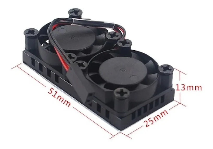 Ventilador Doble Raspberry Pi 4 Disipador Aluminio