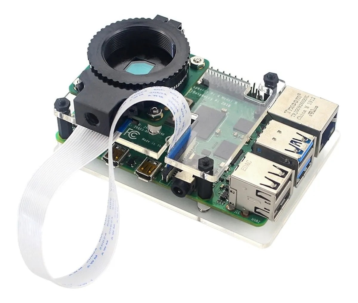 Kit Camara Raspberry 12.3mp HQ lente gran angular Tripie