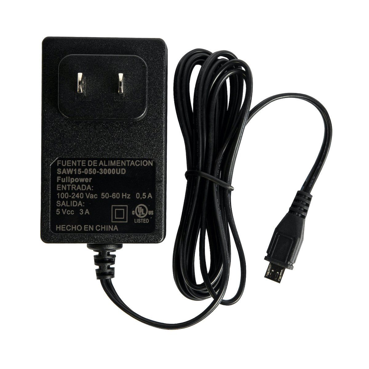 Black 5V 3A microUSB power adapter with cord for Raspberry Pi electronics and microcontroladores. - Eliminador 5V 3A microUSB para Raspberry Pi 3 - Microbot México - Default Title