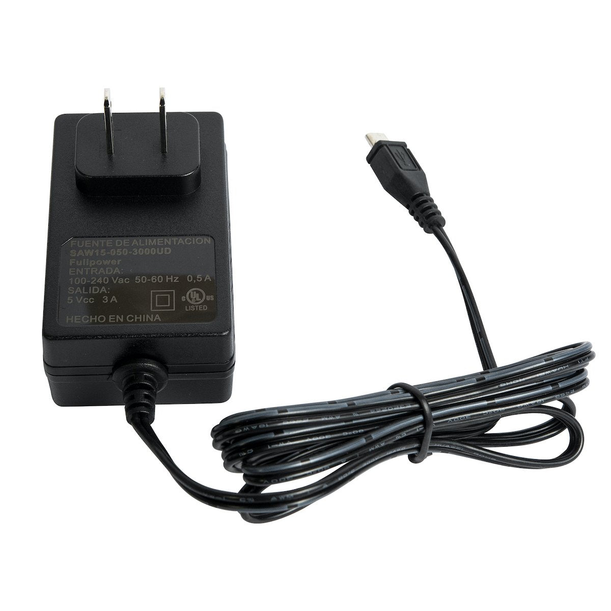 Black 5V 3A microUSB power adapter for Raspberry Pi with long cable for electrónica and componentes use. - Eliminador 5V 3A microUSB para Raspberry Pi 3 - Microbot México - Default Title
