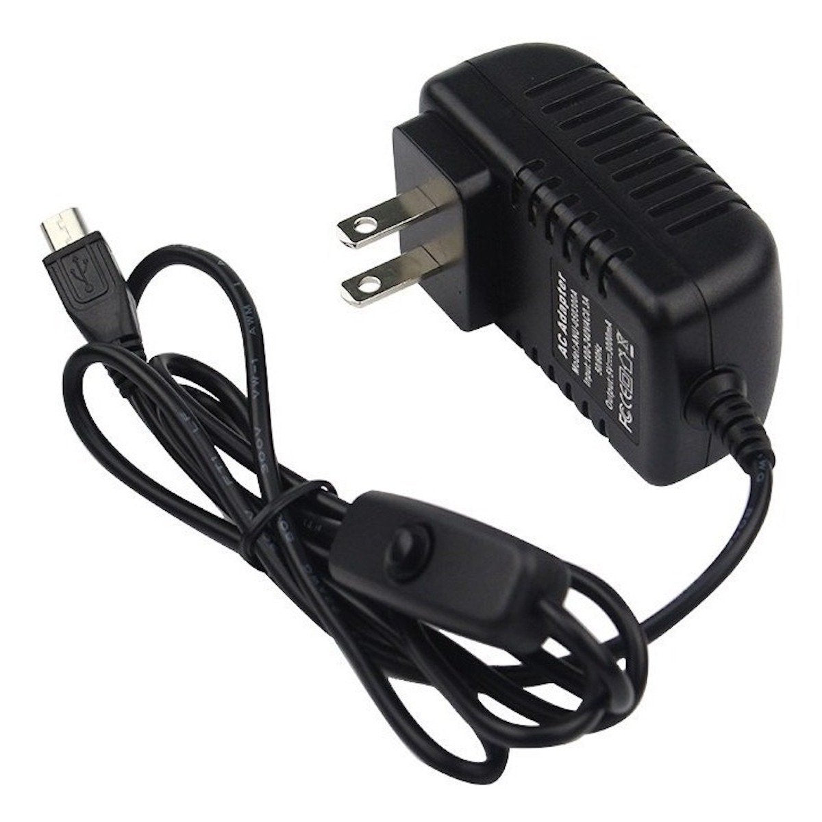 Black 5V 3A microUSB power adapter with inline switch for electrónica, Arduino, Raspberry Pi, and microcontroladores. - Eliminador 5V 3A microUSB Boton - Microbot México - Default Title