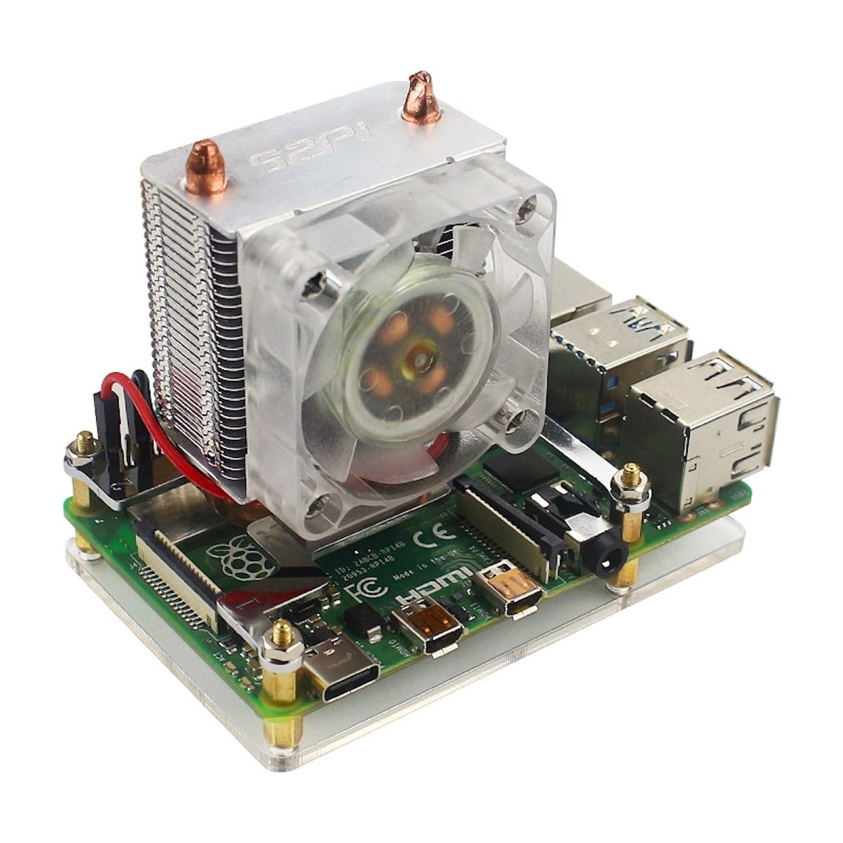 Cooling tower heatsink with fan mounted on a Raspberry Pi board for electrónica and microcontroladores projects. - Disipador Raspberry Pi Ice Tower - Microbot México - Default Title