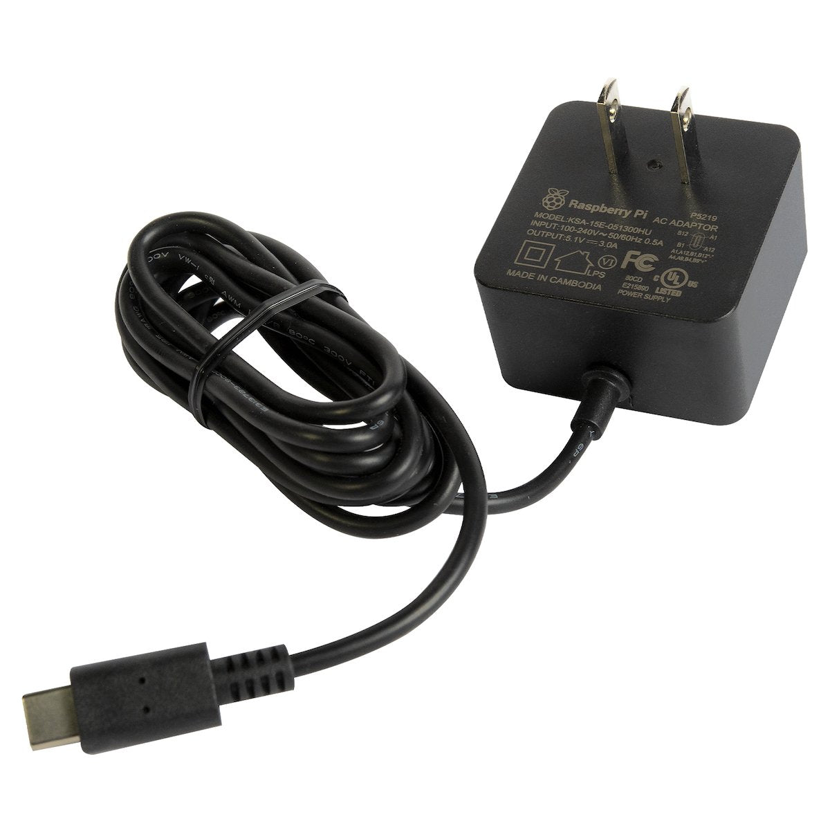 Black Raspberry Pi 4 USB C power adapter for electrónica, componentes, Arduino, sensores, módulos, microcontroladores. - Fuente Oficial Raspberry Pi 4 USB C 5V 3A - Microbot México - Blanco