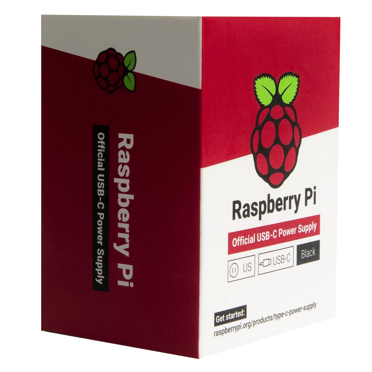 Raspberry Pi 4 official USB-C power supply box in red and white with Raspberry Pi logo, electronics components for. - Fuente Oficial Raspberry Pi 4 USB C 5V 3A - Microbot México - Blanco