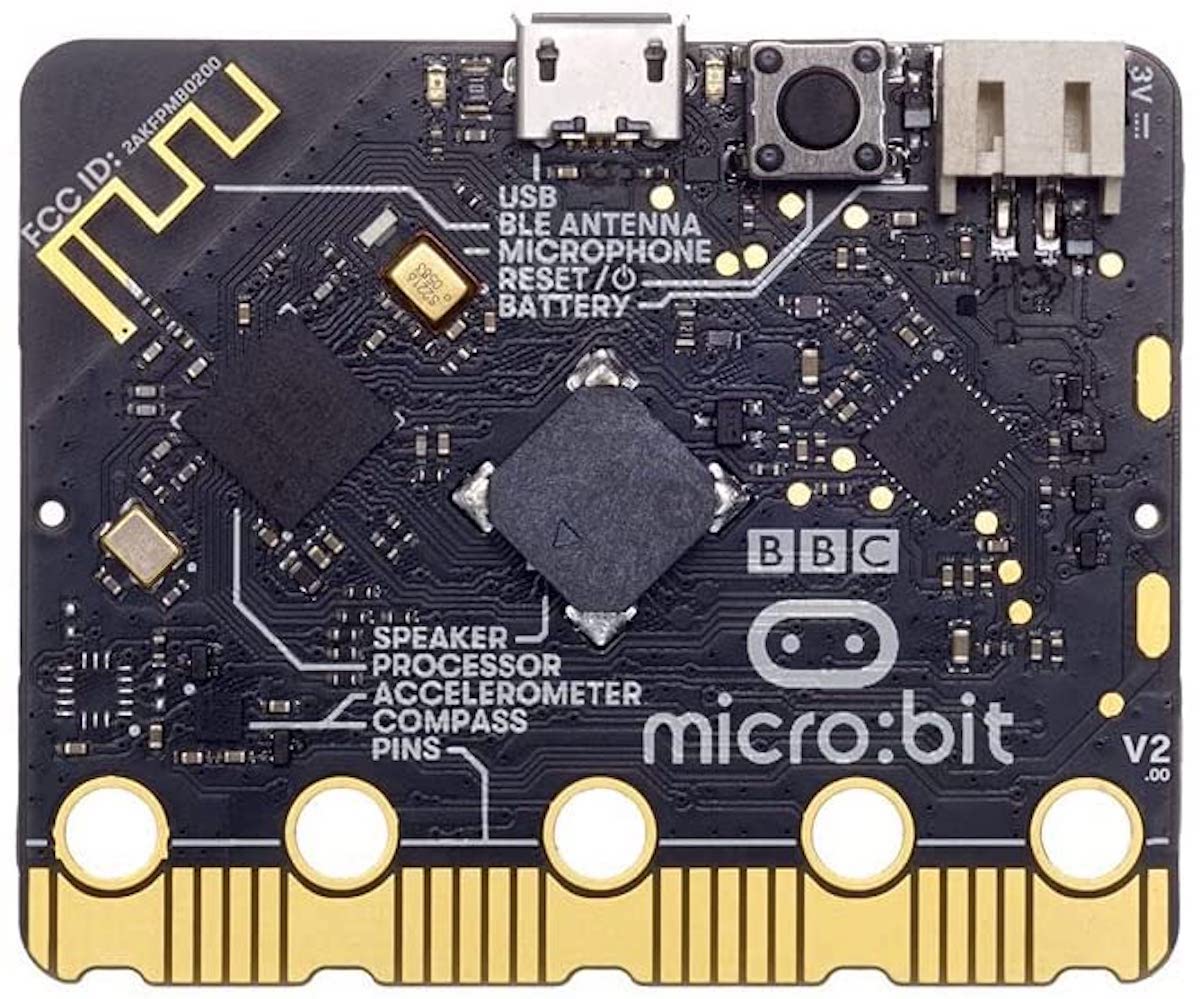 Microbit V2 black electronic board with microcontroladores, sensores, botones, and USB port for componentes Arduino. - Microbit V2 Go Bundle - Microbot México - Default Title