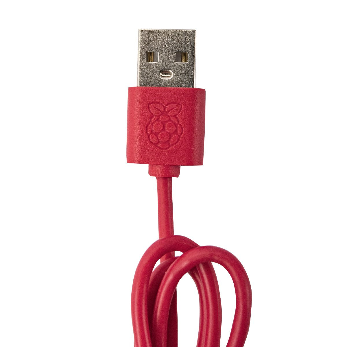 Red USB cable with Raspberry Pi logo, ideal for electrónica and microcontroladores projects. - Mouse Optico USB Oficial Raspberry Pi - Microbot México - Default Title