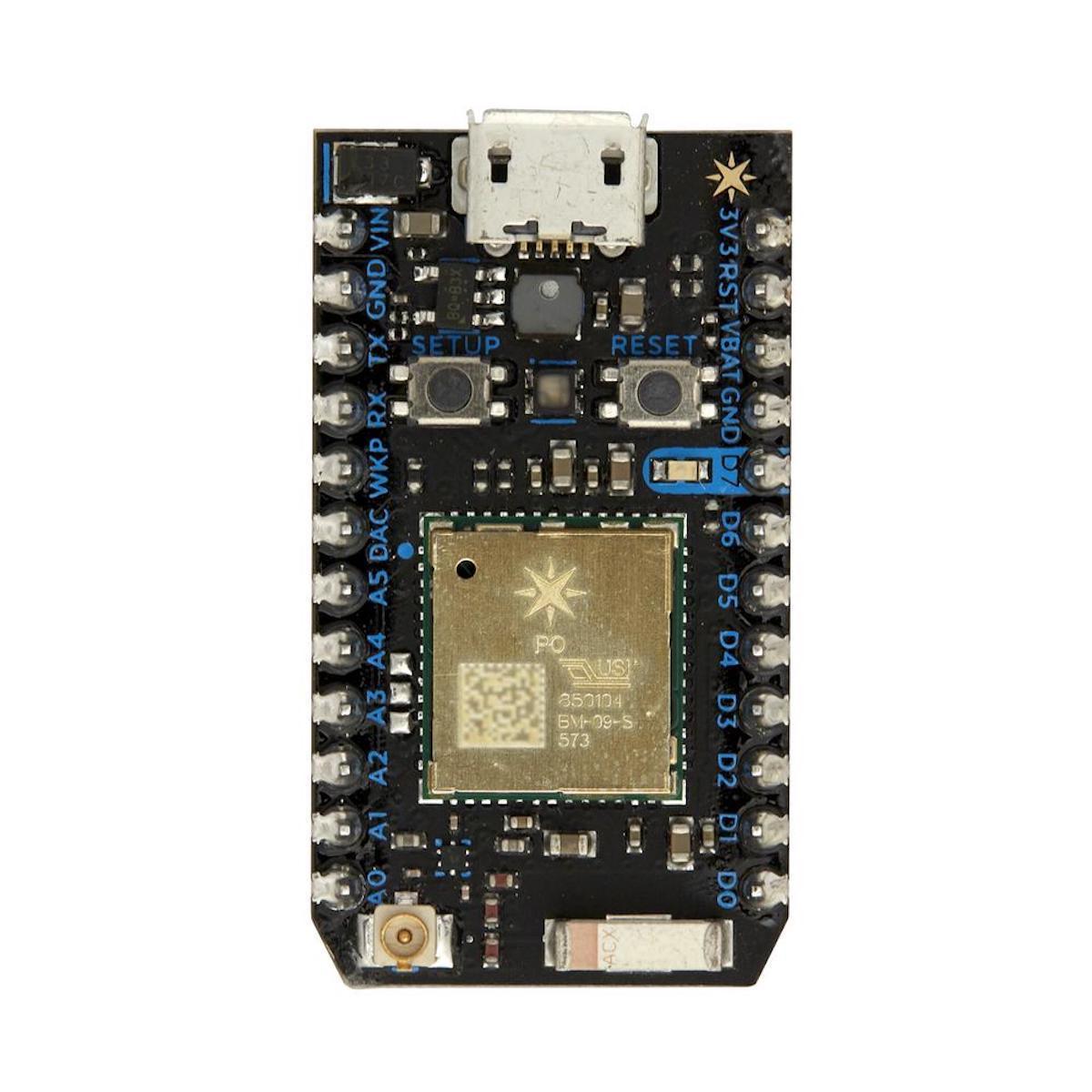 Particle Photon microcontroller board with gold-plated wireless module, black PCB, and multiple pin headers for electrónica, . - Particle Photon Headers - Microbot México - Default Title