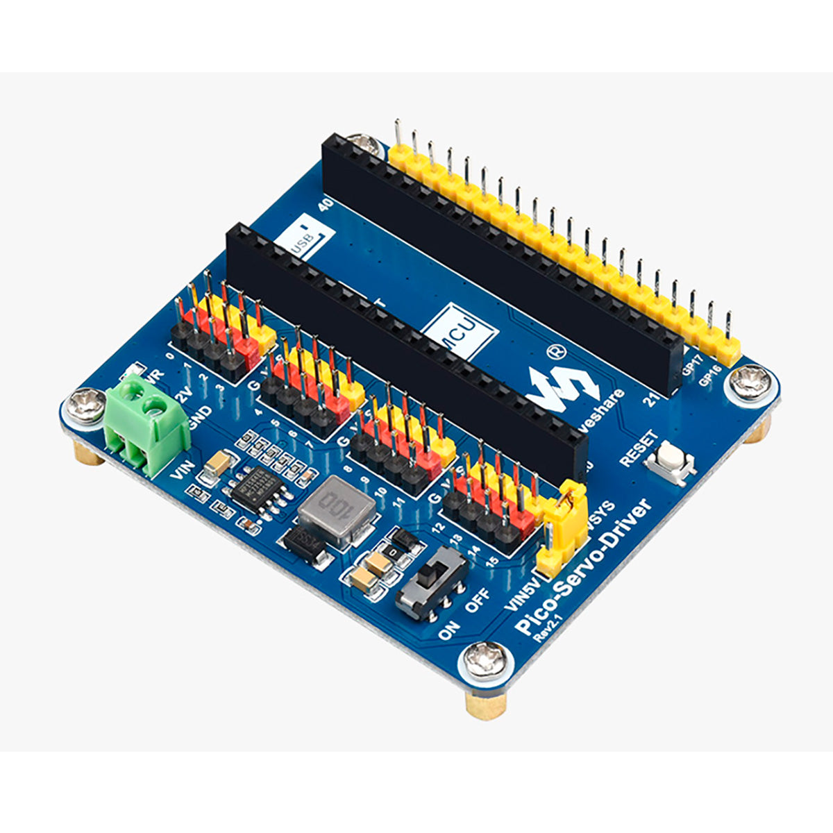 Modulo Hat Pico Servo Driver Raspberry Pi Pico W