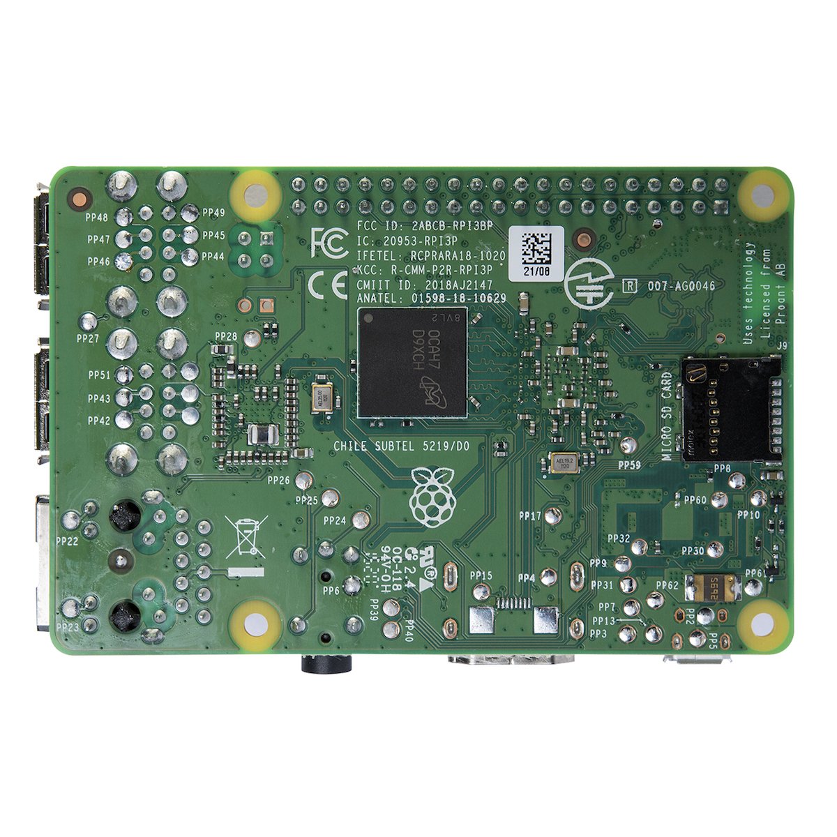 Green Raspberry Pi 3 Modelo B circuit board with microcontroller, electronic componentes, and sensor connectors for Arduino. - Raspberry Pi 3 Modelo B - Microbot México - Default Title