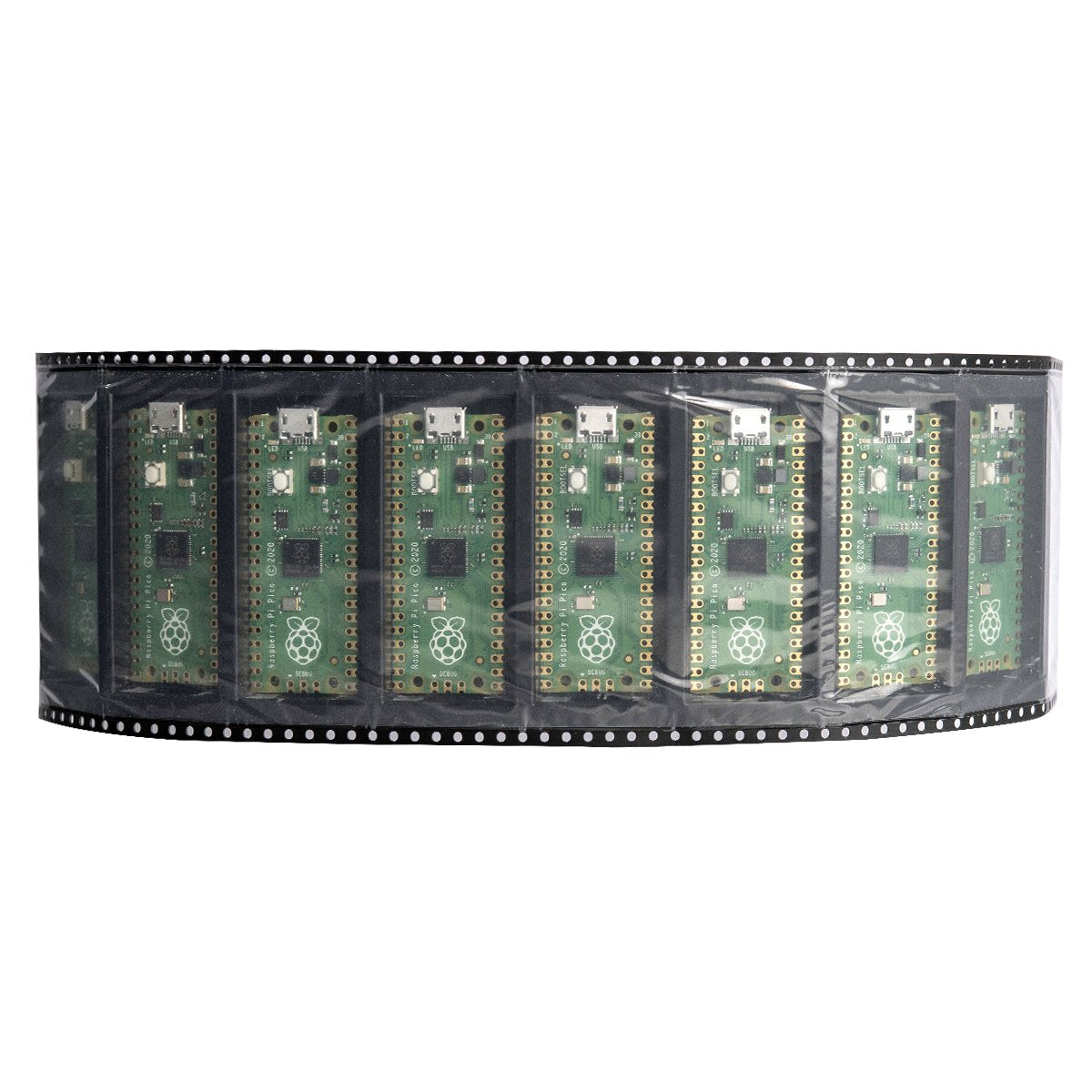 Strip of multiple Raspberry Pi Pico microcontrollers in electronic components packaging for Arduino and sensores projects. - Raspberry Pi Pico - Microbot México - Default Title