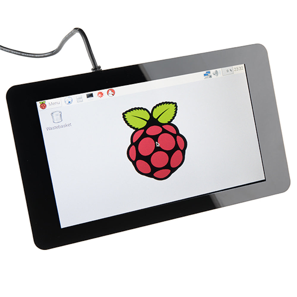 7-inch official Raspberry Pi touchscreen display with sleek black and gray frame, compatible with microcontroladores and. - Pantalla Touch 7 Pulgadas Raspberry Pi Oficial - Microbot México - Default Title