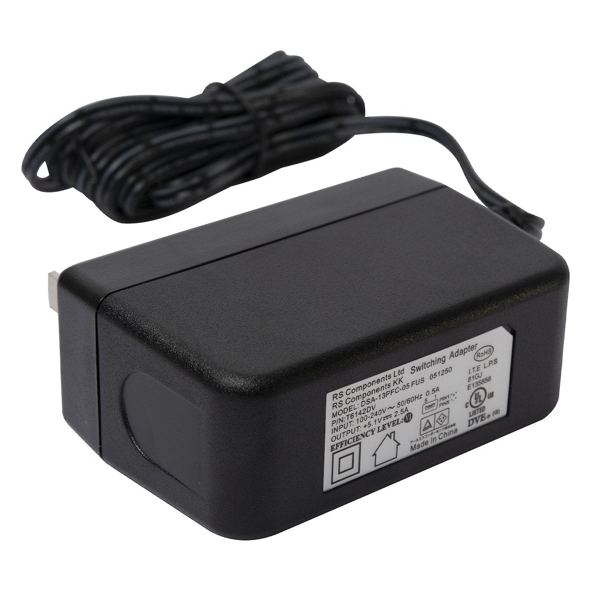 Black microUSB 5V 2.5A power adapter with cable, suitable for electrónica, componentes, Arduino, Raspberry Pi, sensores,. - Eliminador microUSB 5V 2.5A Oficial - Microbot México - Default Title
