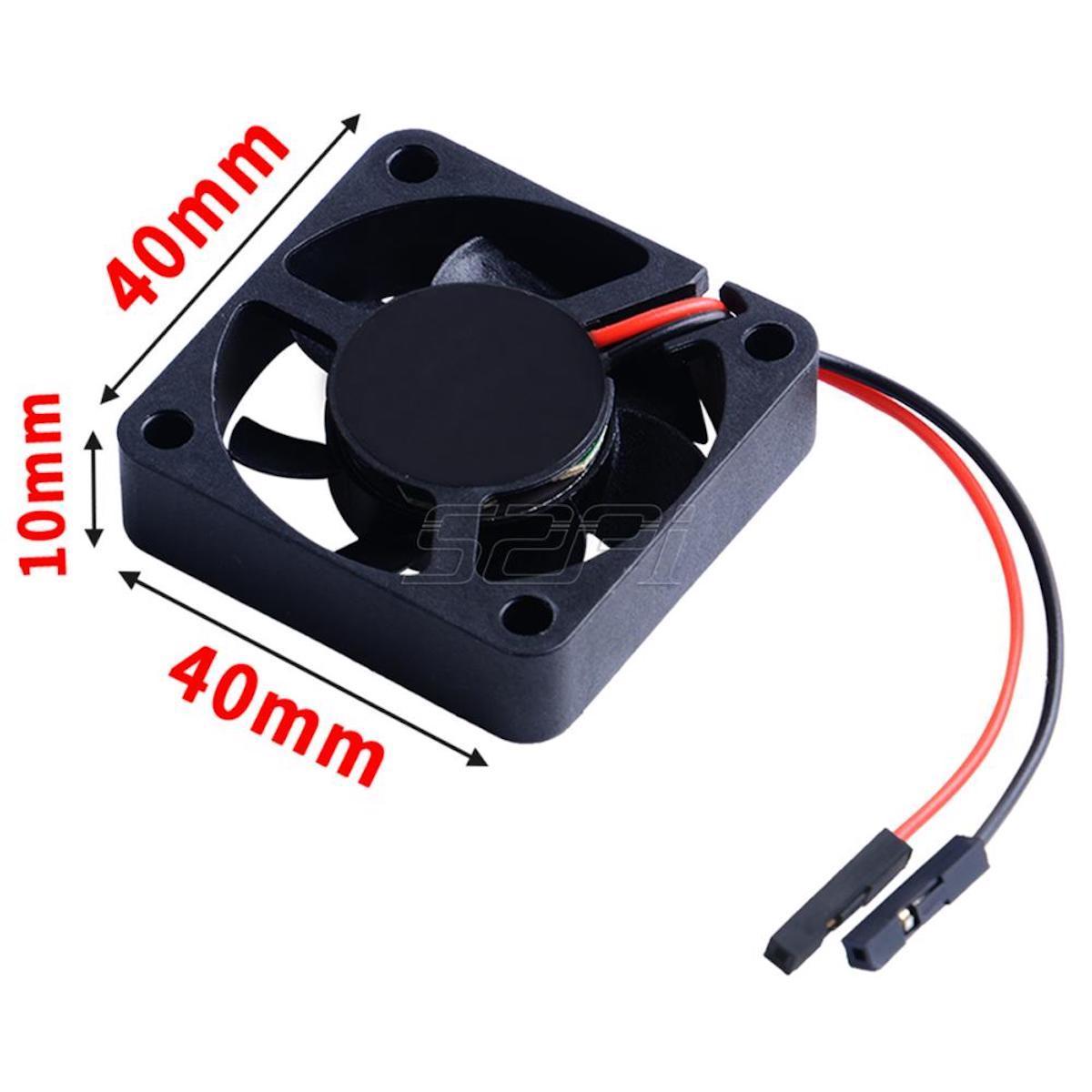 Black 40mm x 40mm x 10mm cooling fan for electrónica, compatible with Raspberry Pi, Arduino, and microcontroladores. - Carcasa Acrílico Ventilador Raspberry Pi - Microbot México - Default Title