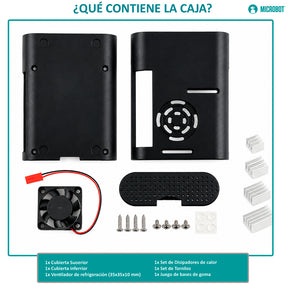 Carcasa ABS Negra Raspberry Pi 4 Disipación Activa Ventilador 5V