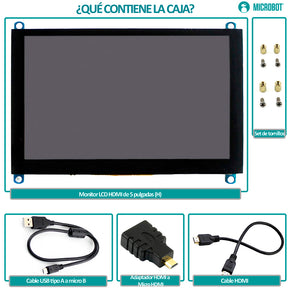 Pantalla HMI Táctil 5 Pulgadas HDMI Capacitiva 800x480 Raspberry Pi