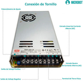 Fuente 24V 320W Mean Well RSP-320-24 PFC Industrial CNC LED