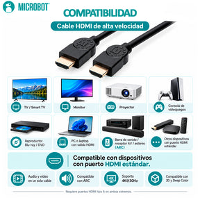Cable HDMI Alta Velocidad 10.2 Gbps 4K ARC Monitor HMI PC