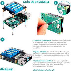 HAT de Borneras Atornillables GPIO para Raspberry Pi con LEDs
