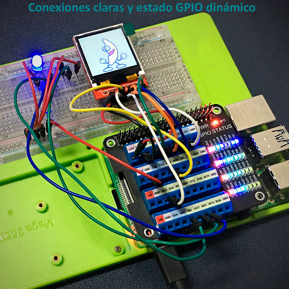 HAT de Borneras Atornillables GPIO para Raspberry Pi con LEDs