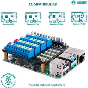 HAT de Borneras Atornillables GPIO para Raspberry Pi con LEDs