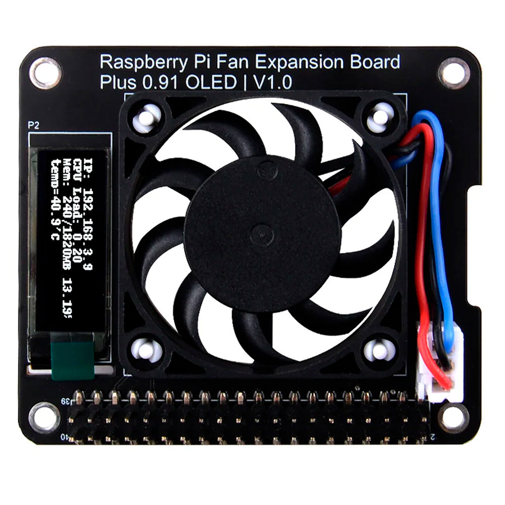 HAT Ventilador con Pantalla OLED 0.91" para Raspberry Pi 4B/3B+/3B/2B